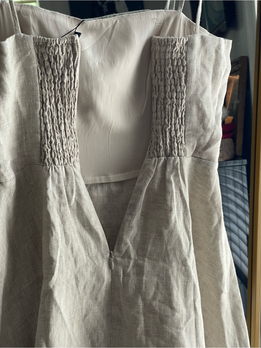 Few Moda o.p.t NWT Khalani 100% Linen Spaghetti Strap Dress in Oatmeal - Picture 9 of 11